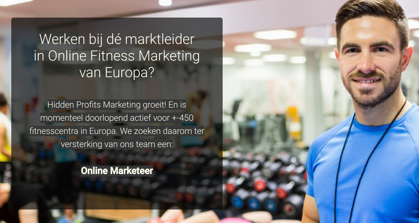 Vacature Online Fitness Marketeer bij Hidden Profits Marketing!